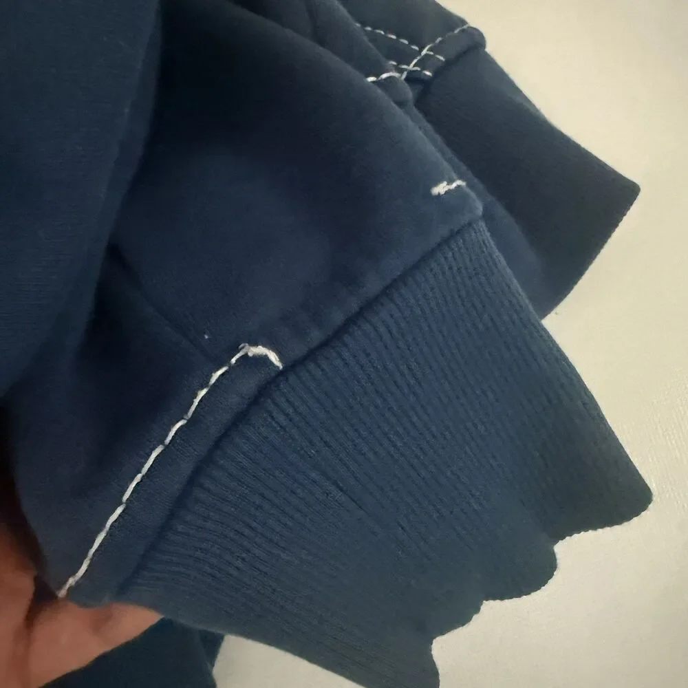 True Religion Big T Zip Up Hoodie Posiedon Blue Full Zip Jacket Medium
